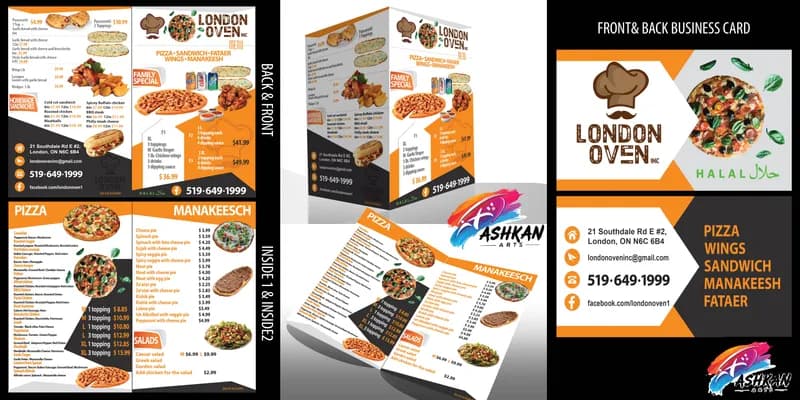 London Oven Menu Flyer One Fold Bcard